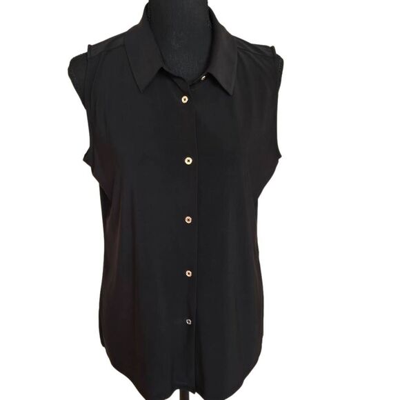 Tommy Hilfiger Tops - Tommy Hilfiger Womens Black Sleeveless Button Front Blouse Size Medium